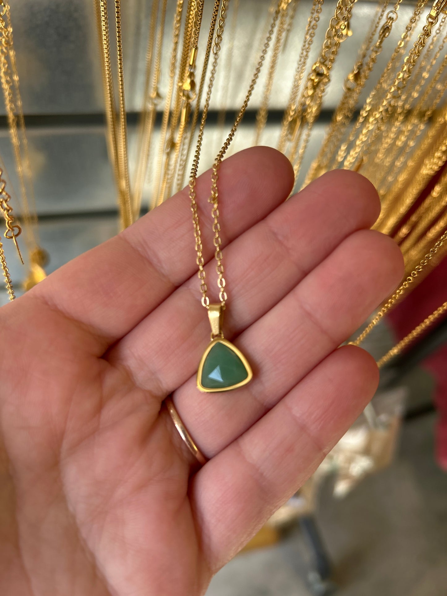 3 Grace Jewelry - Triangle Green Tiger Stone