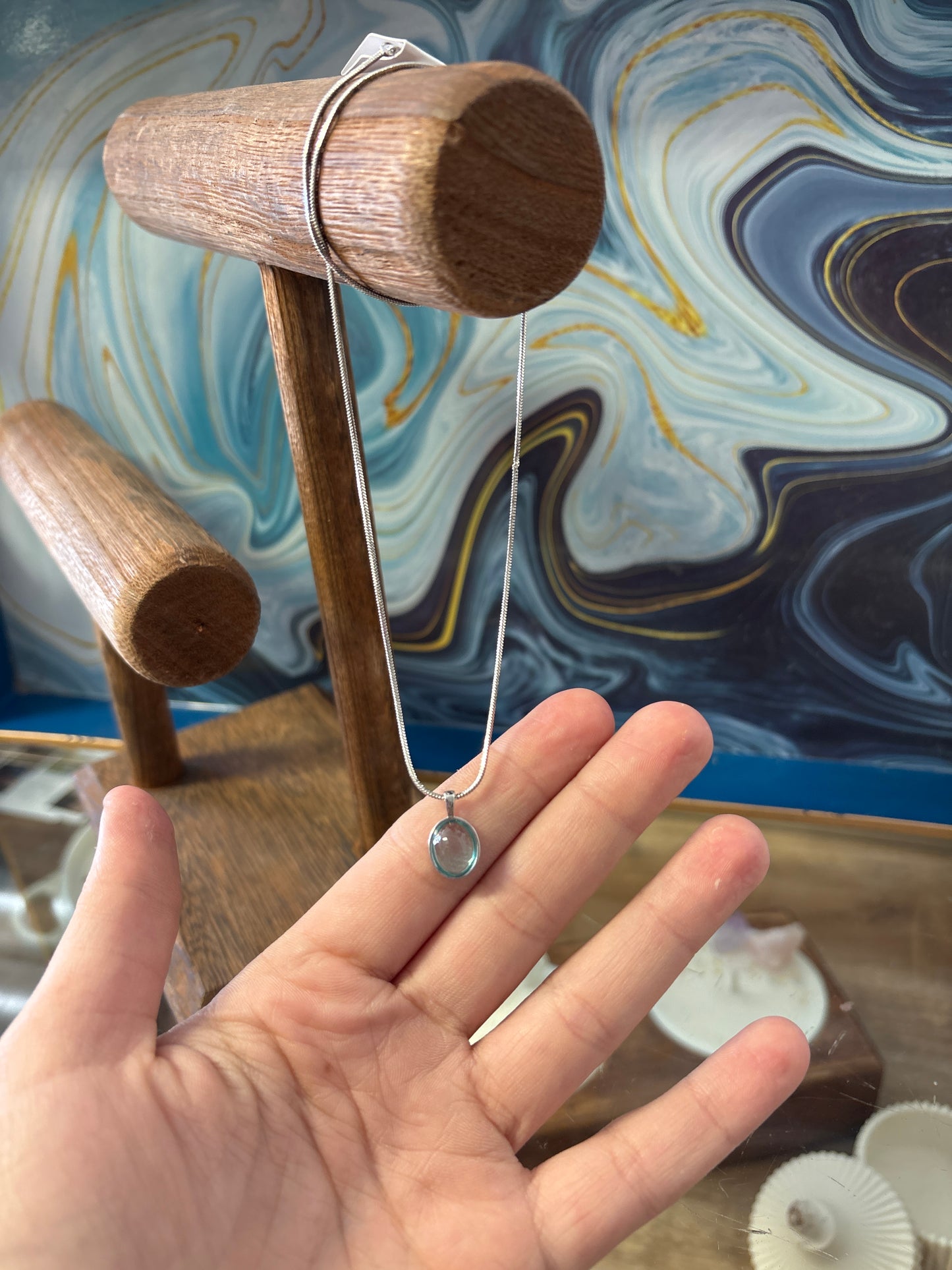 3 Grace Jewelry - Silver Blue Stone Necklace