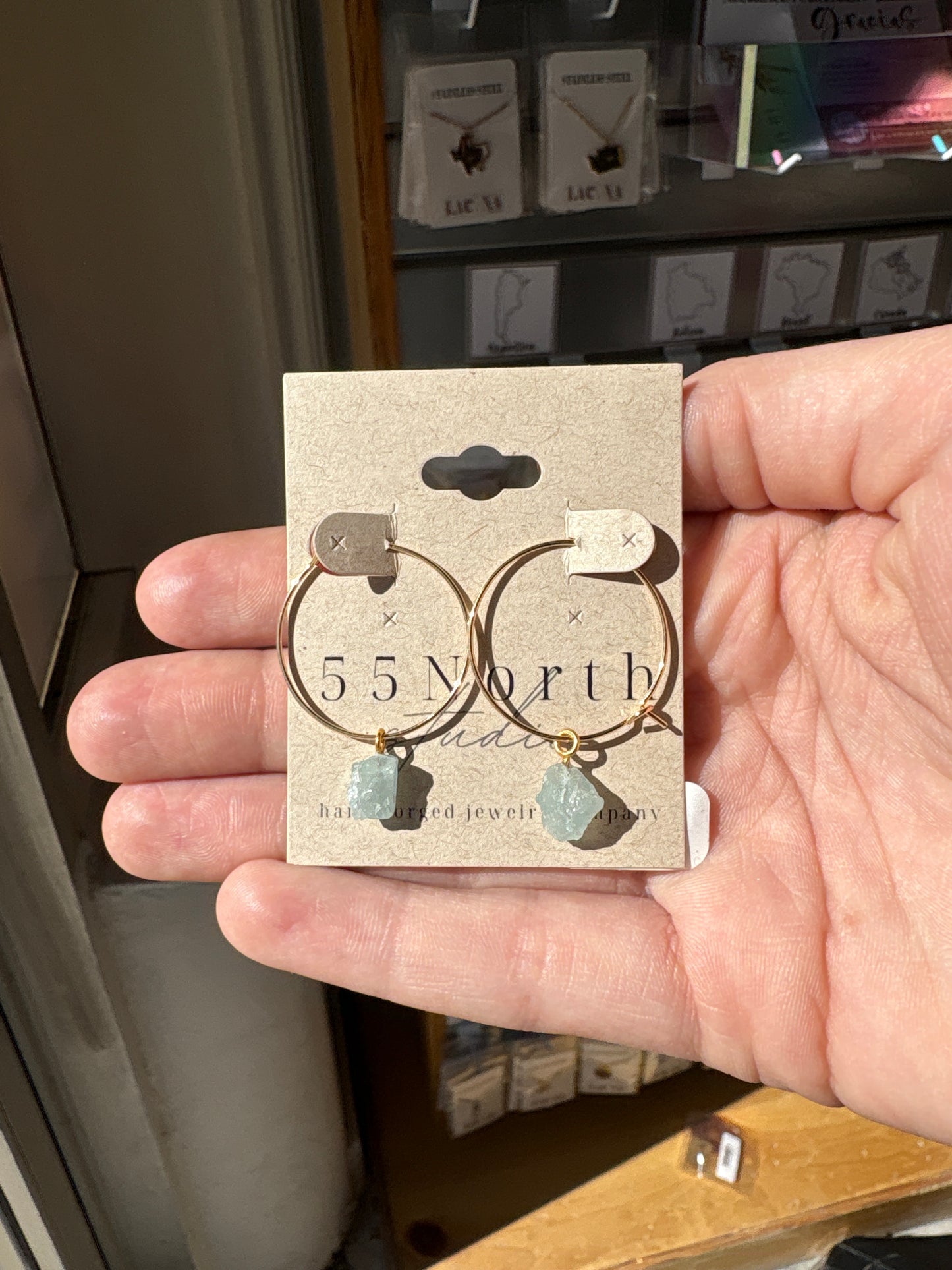55 North Studio - Crystal, or Stone Hoops