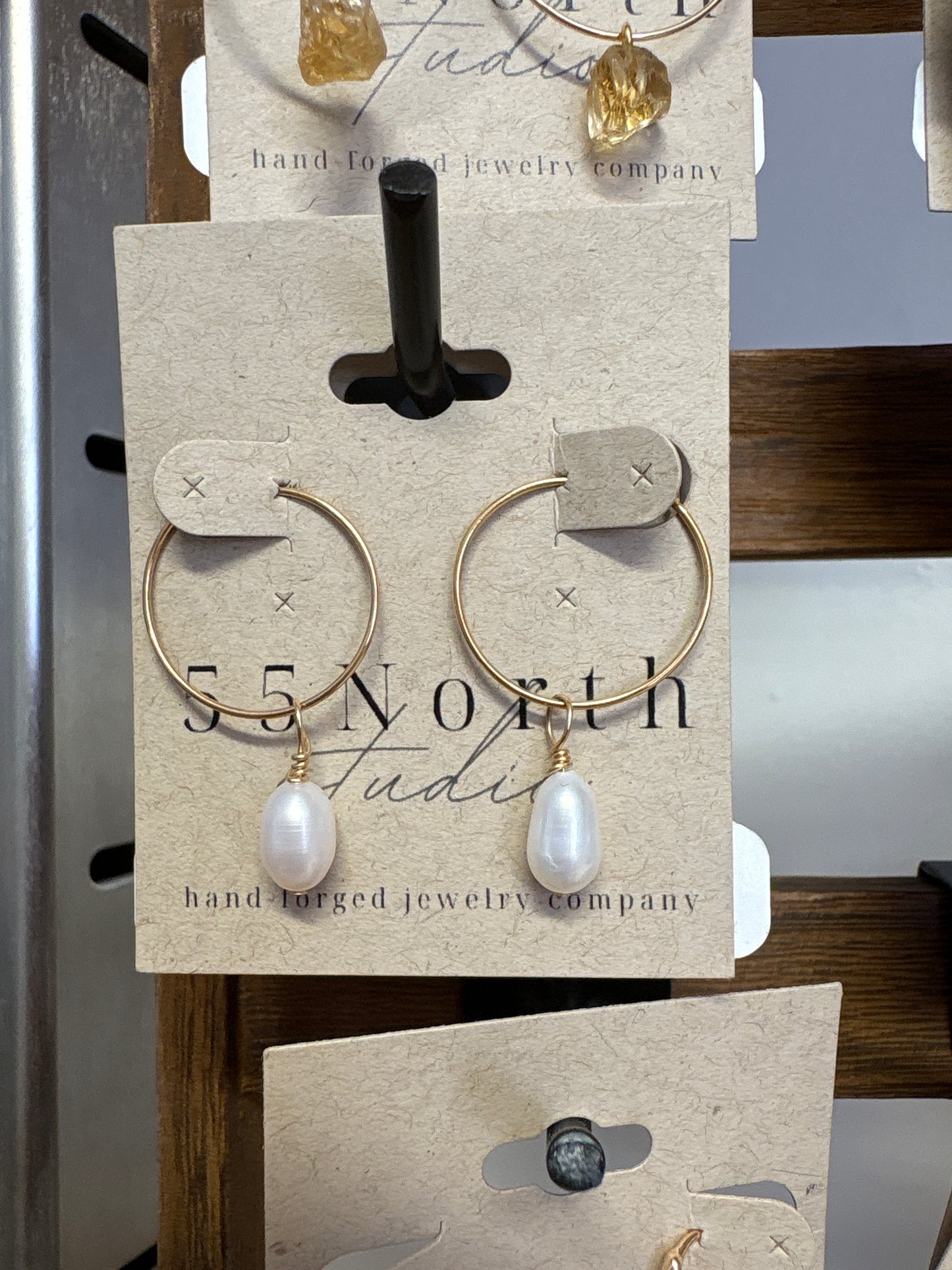 55 North Studio - Crystal, or Stone Hoops