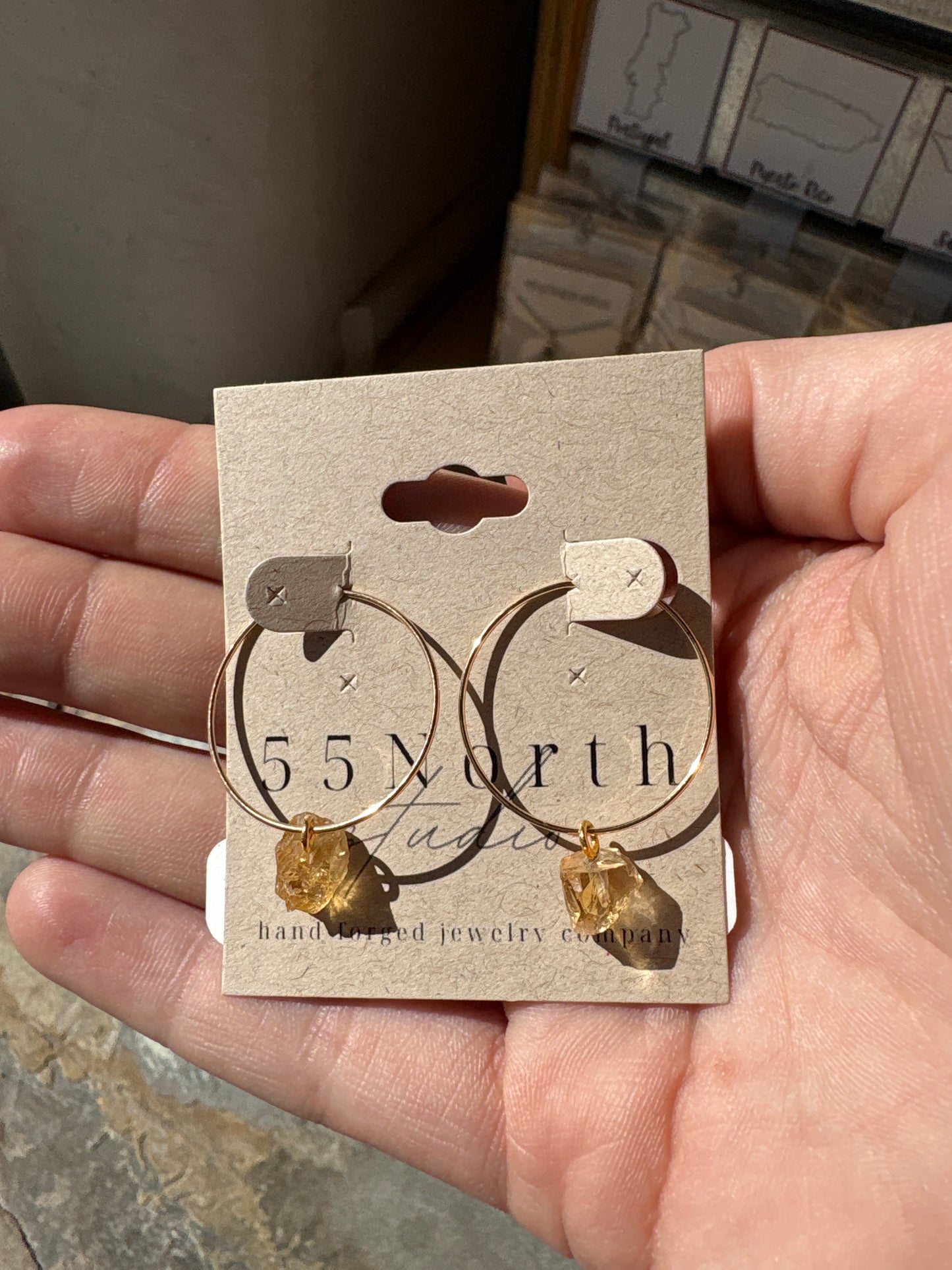 55 North Studio - Crystal, or Stone Hoops