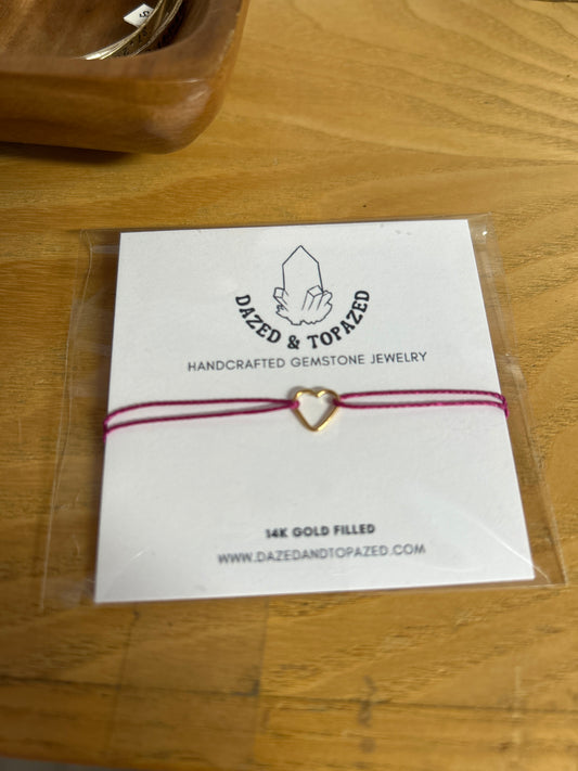 Dazed & Topazed - Adjustable Heart Thread Bracelets