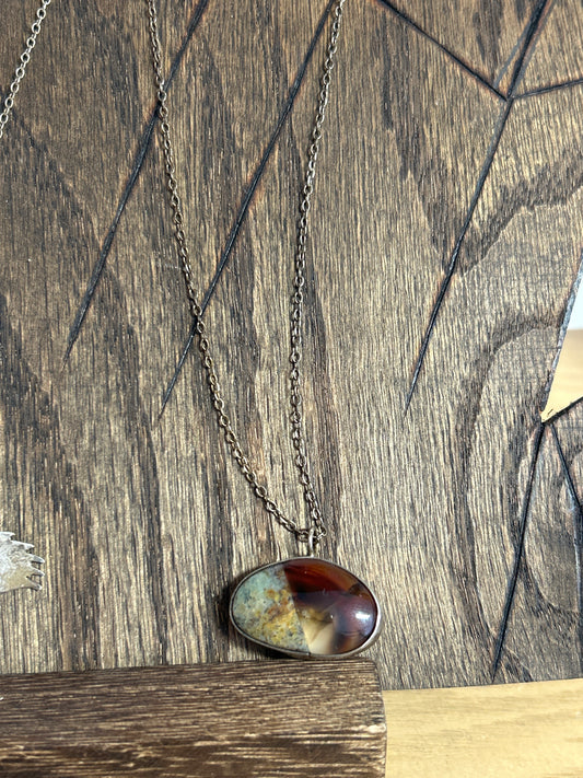 Dazed & Topazed - Montana Agate and Chrysocola Instarsia Pendant