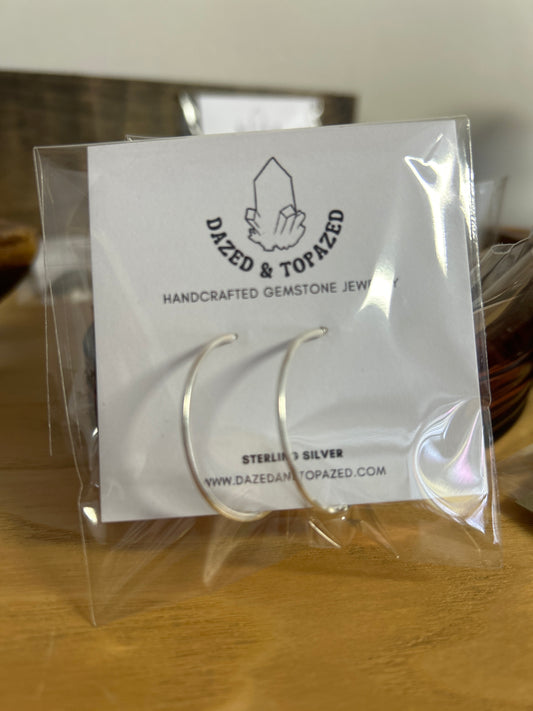 Dazed & Topazed - Sterling Silver Hammered Hoop Earrings