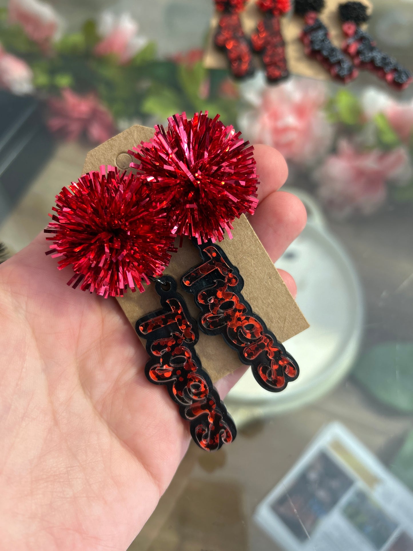 Wild Whimsies - Tiger Earrings Red Tinsel