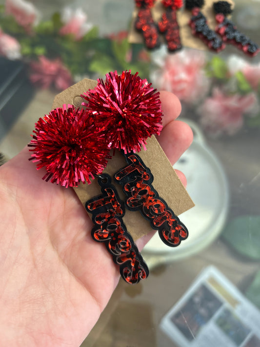 Wild Whimsies - Tiger Earrings Red Tinsel