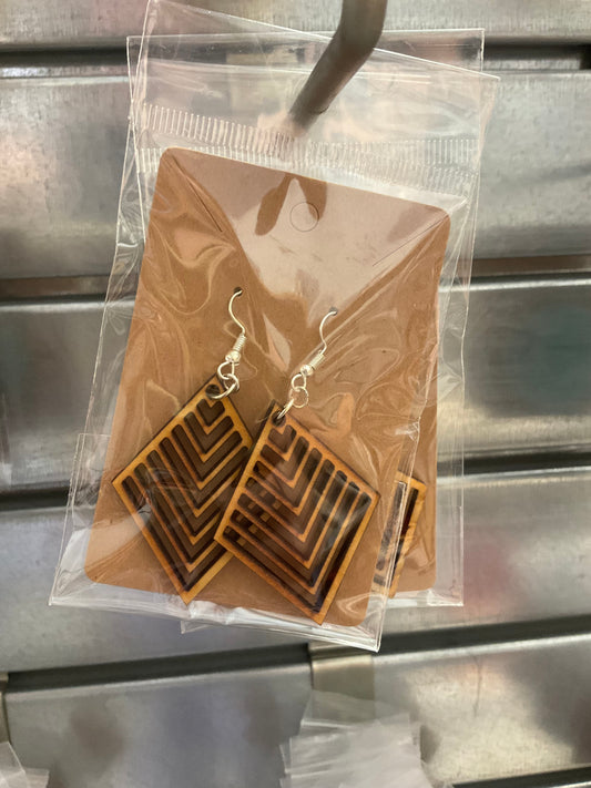 Southern Utah Market - Wood Diamond Dangle Earrings